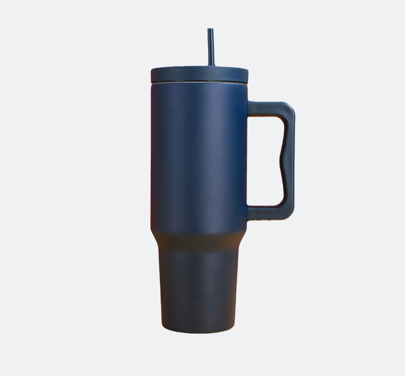 Taza térmica para coche de 40 oz, acero inoxidable 304, gran capacidad con asa y tapa con pajilla