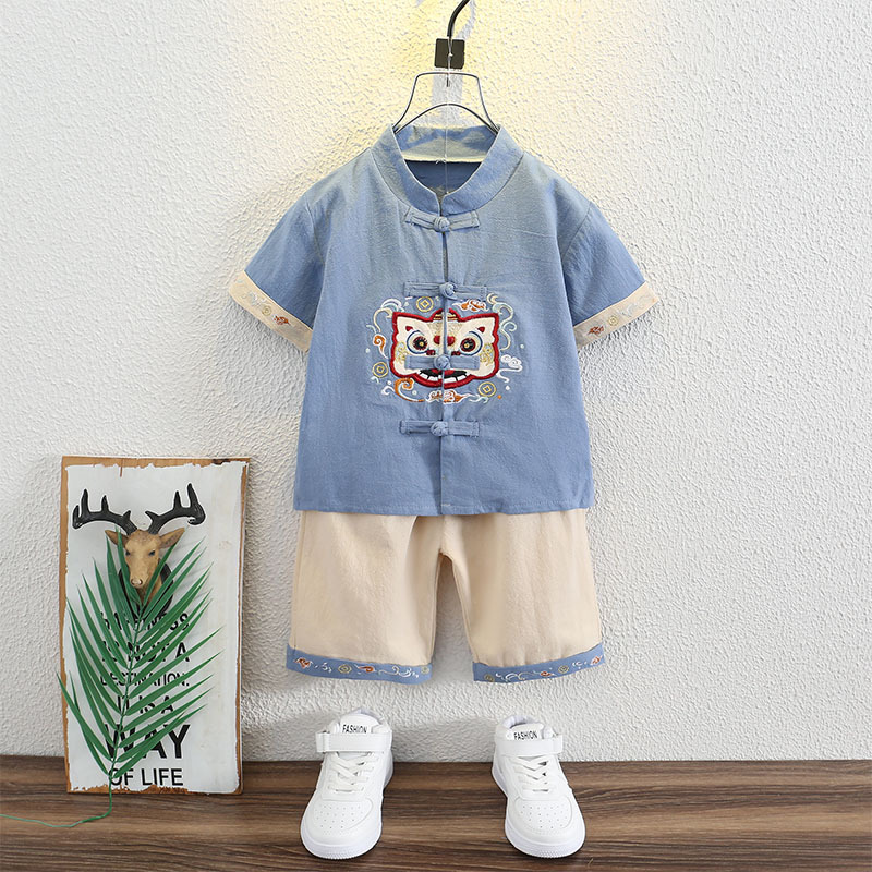 Children's Hanfu Boys' Summer Set Chinese Style Ancient Costume Male Baby First Birthday Dress Summer Wear Chinese-style Clothes for the First Birthday Tang Suit 
