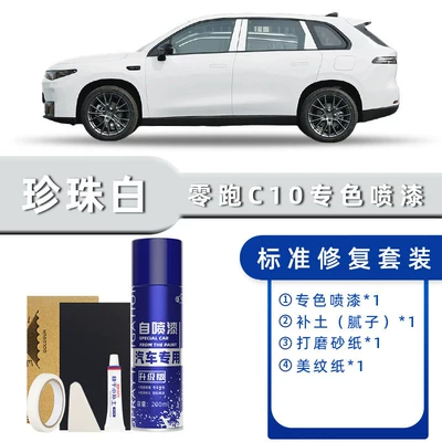 Leapmotor C10 Self-Painting Touch-Up Pen Original Car Paint Sky Gray Metallic Black Glazed Emerald Pearl White Tundra Gray (Avtomobil boya qələmləri) - product-specification-grids-pearl-white-standard-repair-send-soil-replenishment-simple-tools