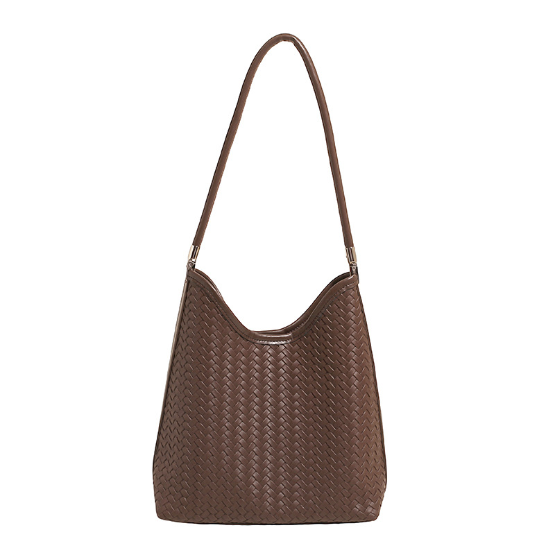 Bolso de axila retro estilo de Hong Kong 2025 verano nuevo estilo bolso femenino moda tejido patrón bolso de hombro de mujer salvaje