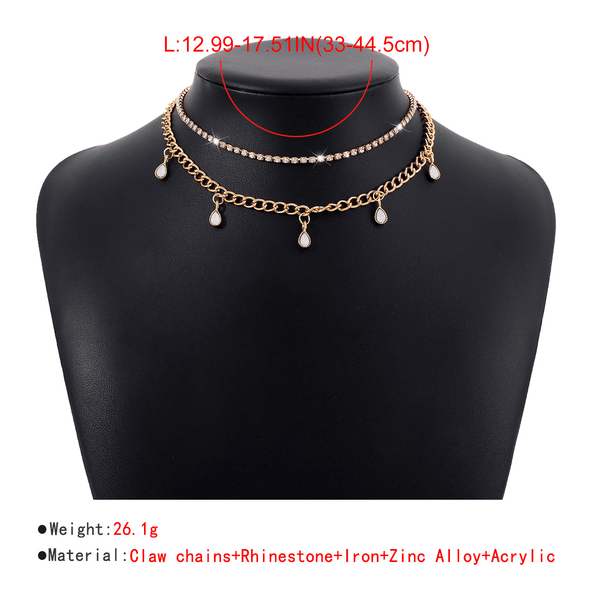 Fashion Water Droplets Alloy Inlay Rhinestones Womenu0027S Layered Necklaces 1 Piece
