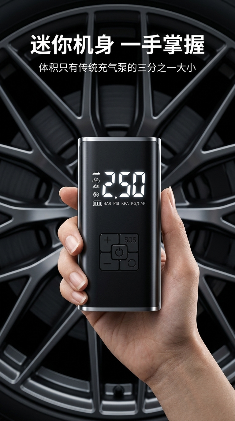 Suriu Smart Fast-Charging Car Wireless Air Pump with Digital Display for Car and Motorcycle with Automatic Start/Stop Function