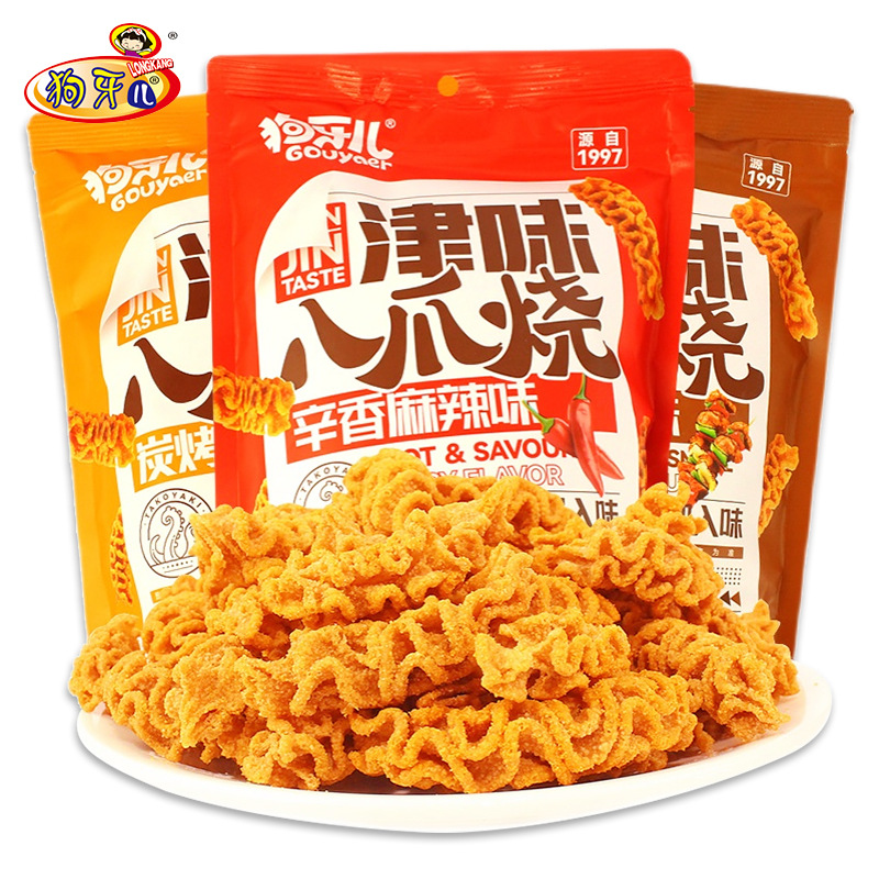 Dogtooth Jinhua Eight-Armed Scorching Flavor 188g Multiflavored Snack Childhood Nostalgia Leisure Puff New Year Snack