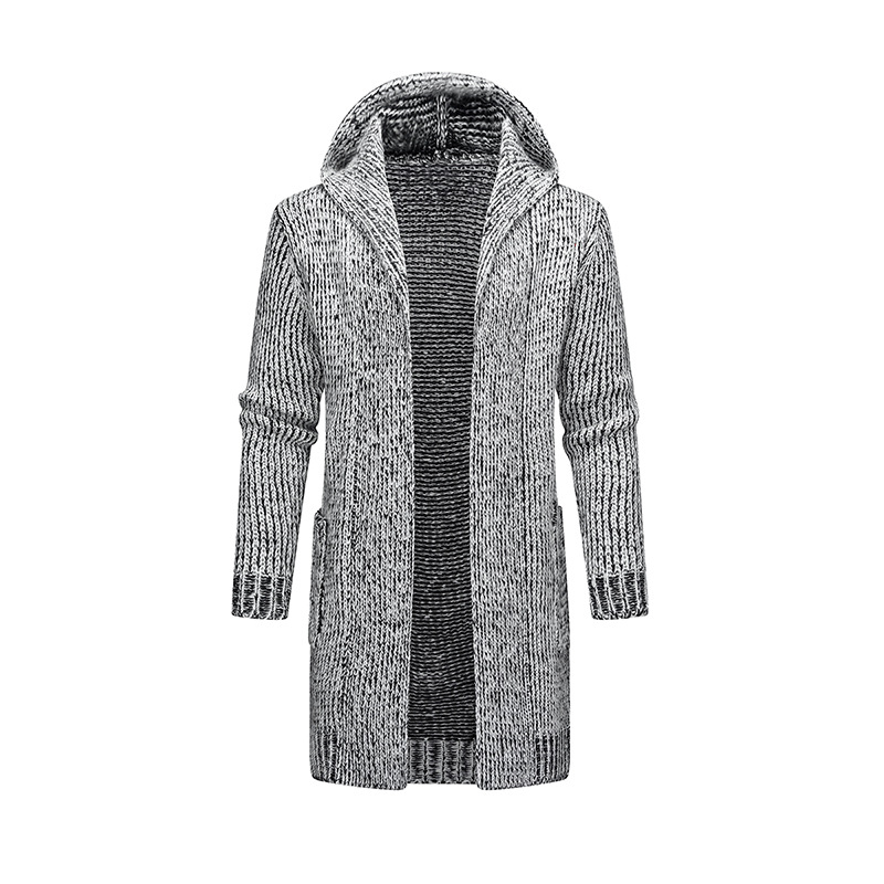 Aliexpress con capuz largo otoño nuevo suéter casual de hombre chaqueta simple cardigan con capuz camiseta de punto hombre