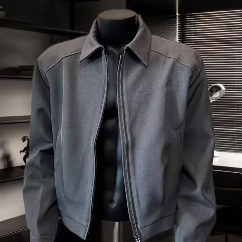 Casual New Korean Men's Stylish Designer Patchwork Lapel Lightweight Short Woolen Jacket Coat for Men Artistic