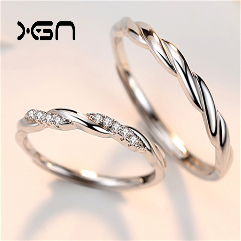 New concept S925 sterling silver couple ring men and women jewelry open ring female Japanese and Korean students simple and lively