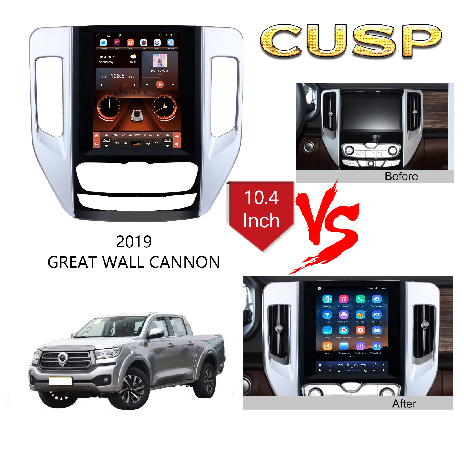 Car Smart Navigation 2019 Great Wall Cannon 10.4 inch