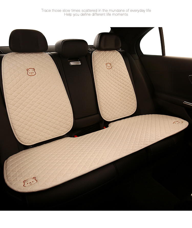 Car seat cushion four seasons universal linen small waist seat cover single-piece non-slip three-piece cartoon half-bag seat cushion