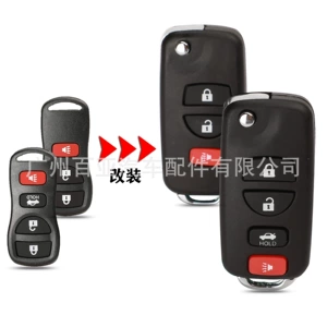 Nissan Sima Loulan 3/4 düyməli modifikasiya edilmiş qatlanan avtomobil açar qabığı