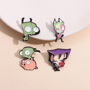 Anime cartoon animation brooch creative funny character monster green character clothing accessories metal badge corsage