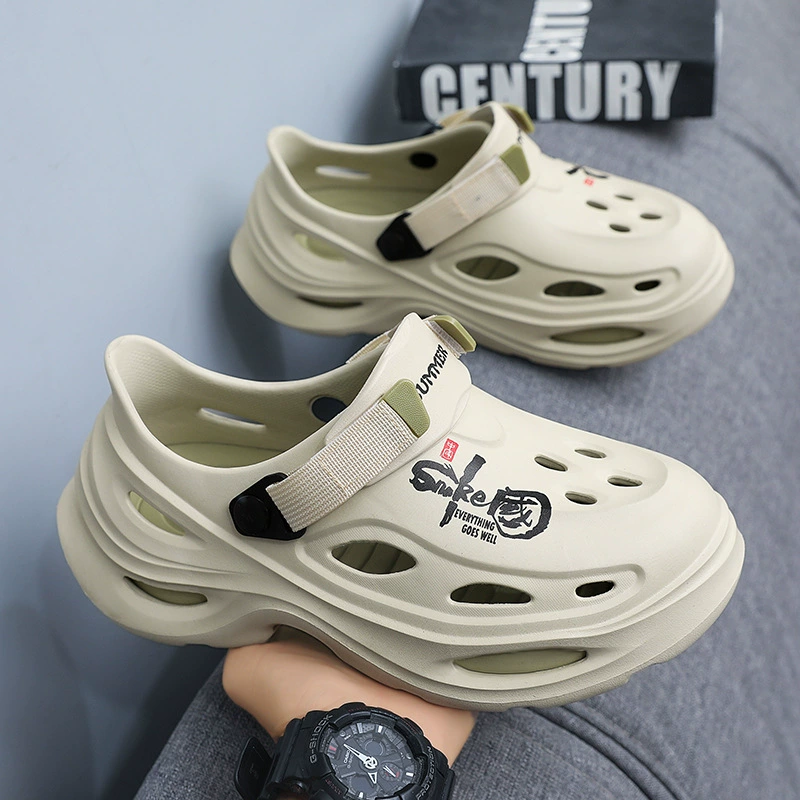 Мужские модные износостойкие сандалии Croc Shoes с мягкой подошвой и носком для верхней одежды, пляжные мужские тапочки на толстой подошве, дезодорант