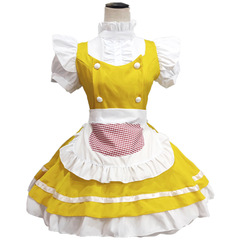Japanese anime yellow dream maid outfit cosplay high school obedient student maid dress Lolita small dress clothing