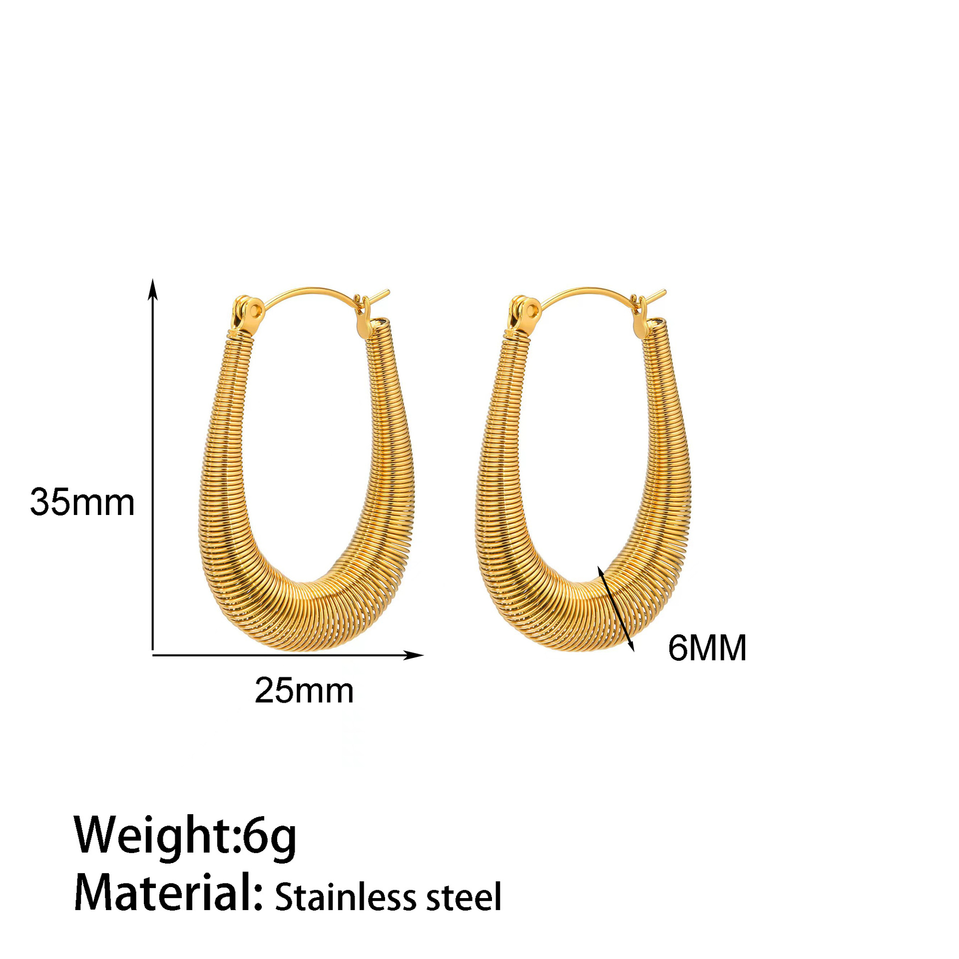 12g Weight Titanium Steel Ear Needle Material 18K Gold Plated Plating Material Ear Studs Classification 1 Pair Quantity Holiday, Daily Occasion Titanium Steel Material C Shape Pattern Women's Gender Exaggerated, Simple Style Style 1 Pair Exaggerated Simple Style C Shape Titanium Steel 18K Gold Plated Ear Studs 6
