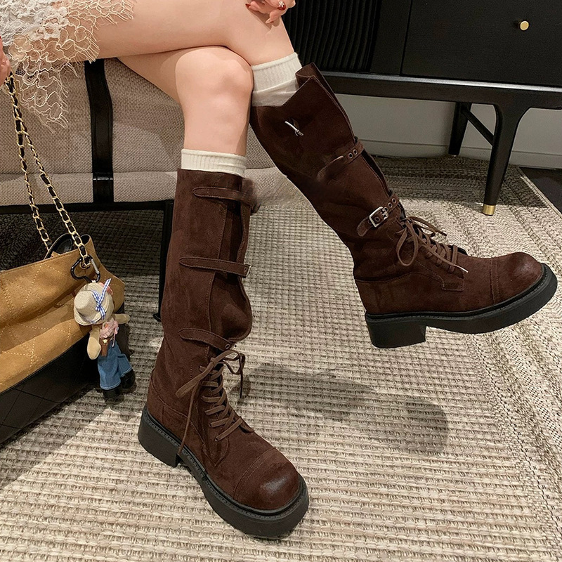 厚底可调节超大腿围长筒靴女2025新款秋冬不过膝长靴子高筒骑士靴|undefined