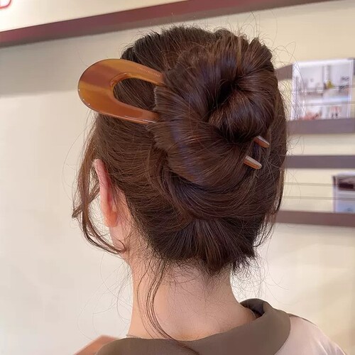 Retro Acetic U-shaped Hairpin, Simple Modern Elegance, High-end Hairpin for Round Buns, Stylish Hair Accessory for Instagram Women