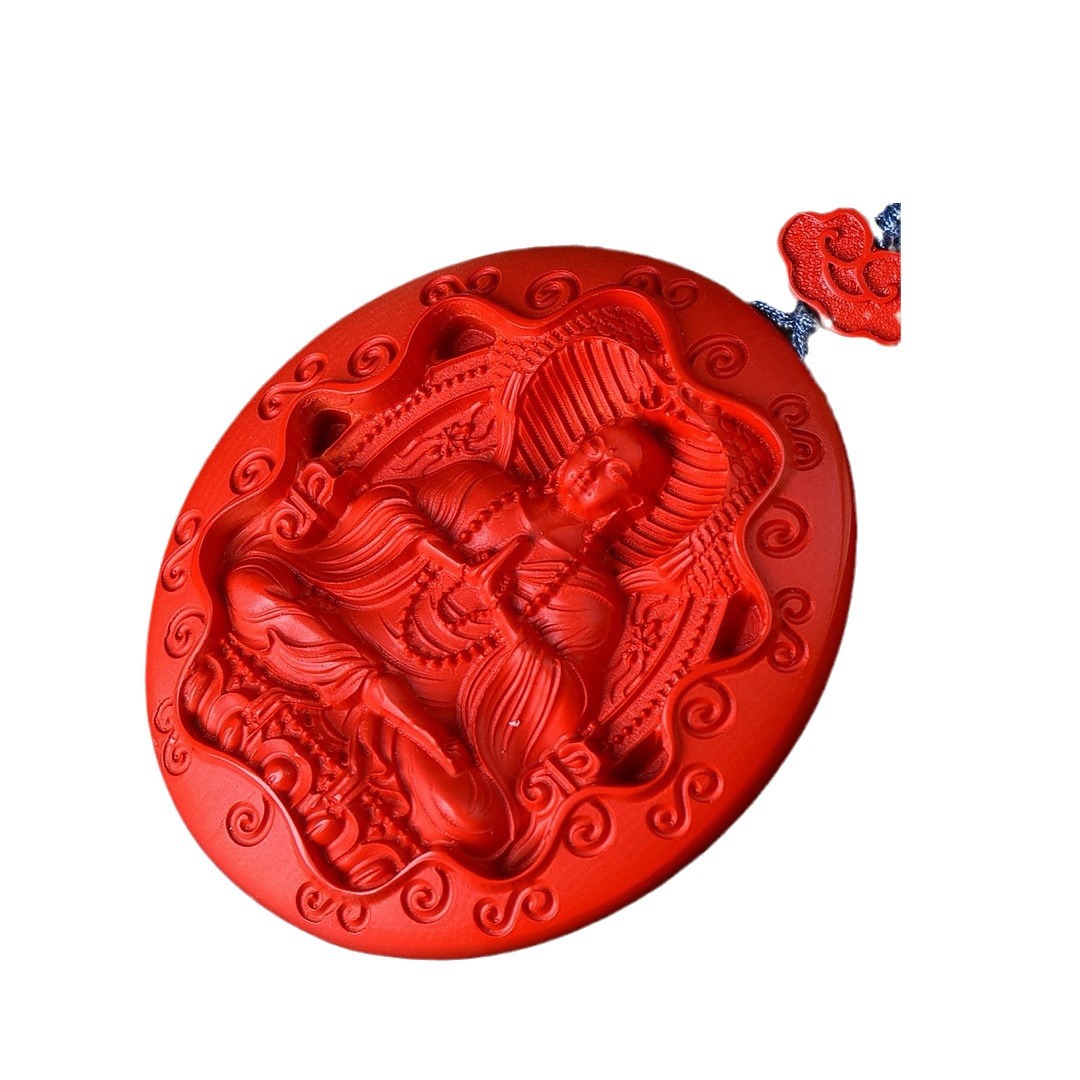 천연 CINNABAR 붉은 모래 높은 내용 KSITIGARBHA KING BODHISATTVA 라운드 브랜드 펜던트 남성과 여성을위한 펜던트 보석 선물