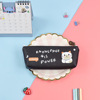 Cartoon capacious polyurethane pencil case, stationery for elementary school students, waterproof triangular storage system, Korean style, cat