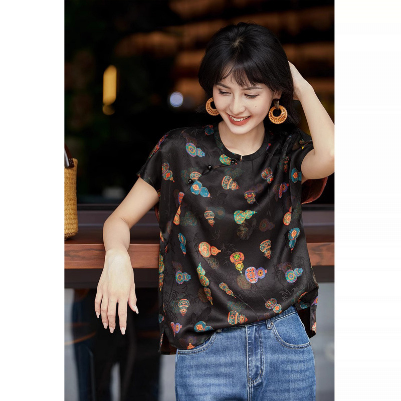 宝葫藏珍•东方丝韵葫芦印花国风上衣女夏季新款|undefined