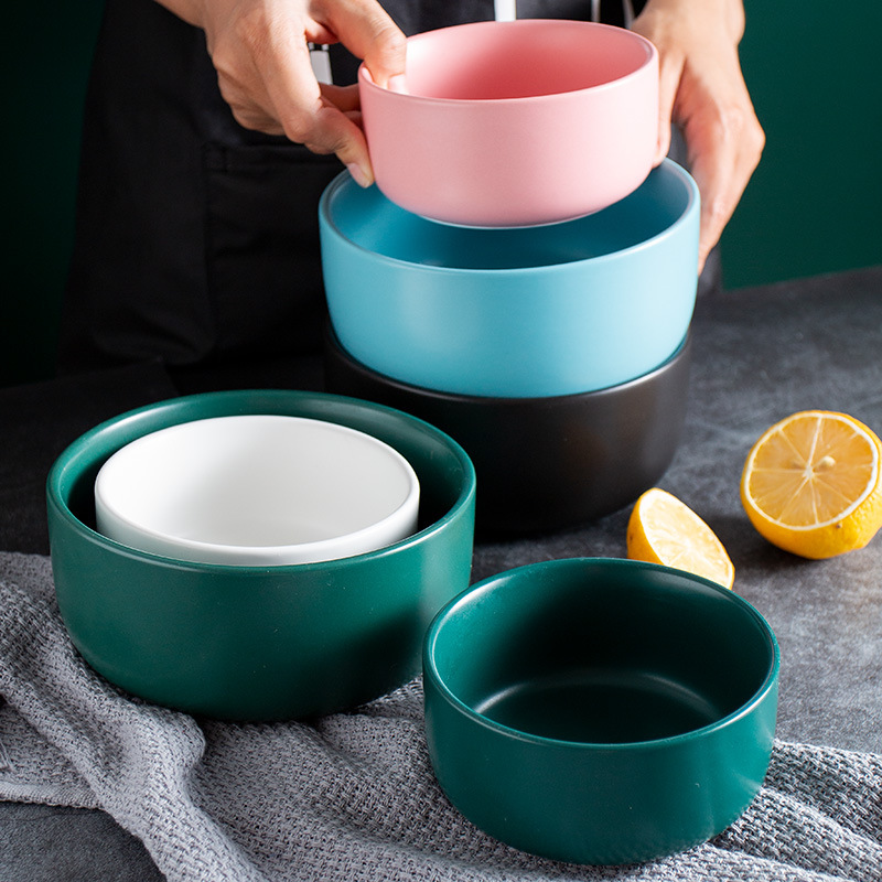 Nordic Matte Underglaze Color Household Rice Bowl Thickened Anti-scalding Noodle Bowl Creative Salad Bowl Soup Bowl Wholesale Spot Nordic Matte Underglaze Color Household Rice Bowl Thickened Anti-scalding Noodle Bowl Creative Salad Bowl Soup Bowl Wholesale Spot