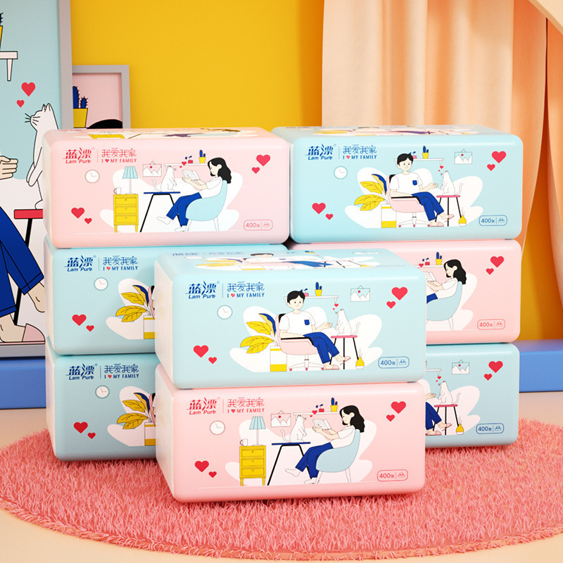 Blue drift factory factory wholesale explosions household paper towel large packaging I love my white paper stocking pack