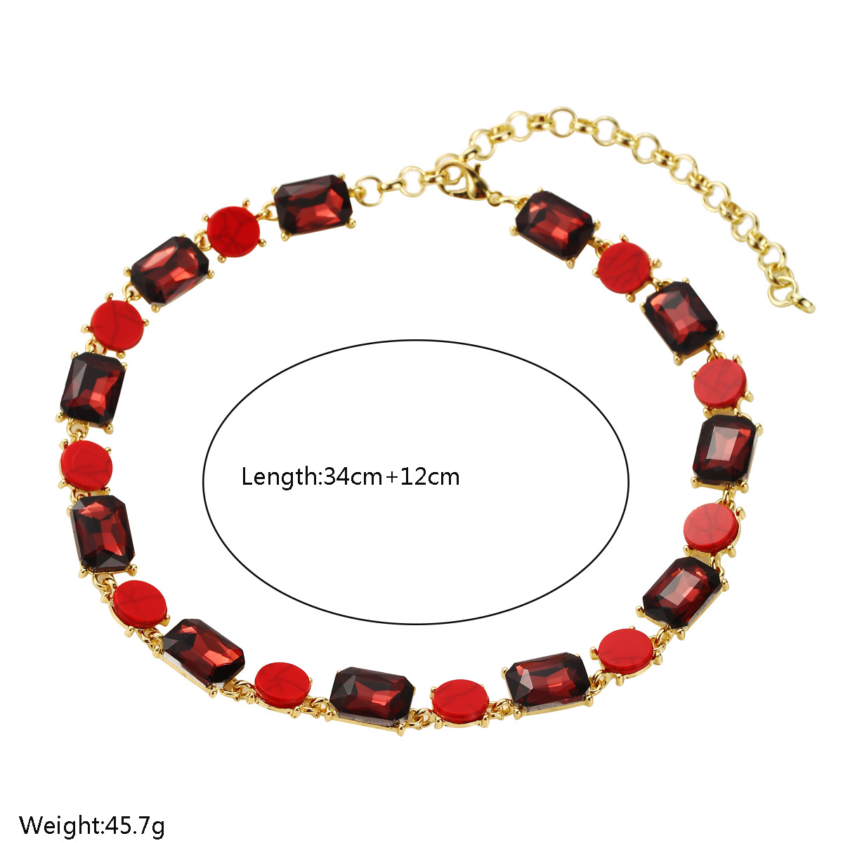 European American Oversized Statement Necklace For Women, Creative Geometric Color-blocked Collarbone Chain, Fashionable_voghion.com