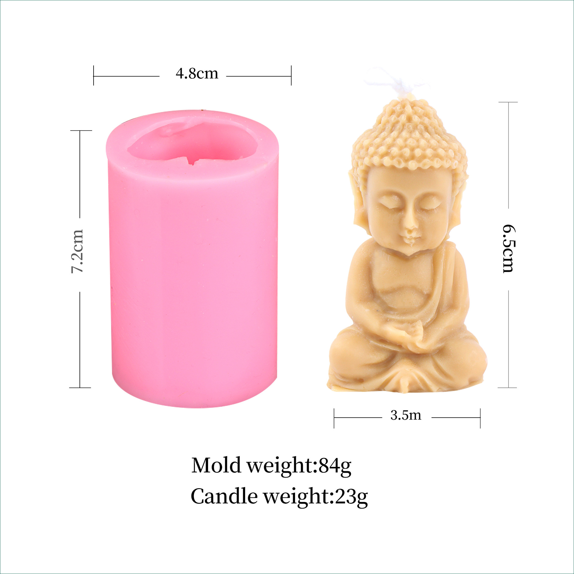 Simulación Buda vela molde silicona DIY meditación oración Buda vela molde hecho a mano jabón yeso fondant molde