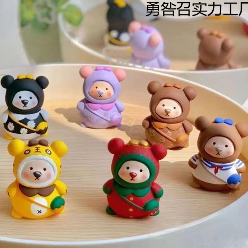 新しいインターネット有名人立体バックパッククマ石膏人形着色装飾品子供の手作り落書きかわいい水彩バッチ|undefined