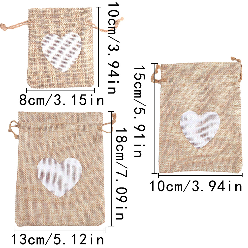 Amor transfronterizo parche de lino paquete de bolsillo de fiesta de boda bolsas de caramelo bolsas de almacenamiento Día de San Valentín bolsas de lino