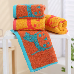 宜朵純棉童巾提花色織毛巾禮品家居氣球兔卡通兔方巾幼兒園洗臉巾