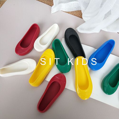 Spring and Autumn Jellies Princess Shoes Korean Style INS Style Solid Color Men's and Women's Children's Flat Low Heel One Step Rain Boots 