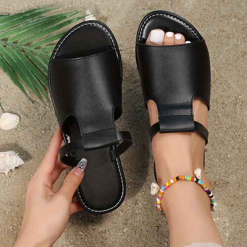 Women's Solid Color Slides Stylish Lightweight Flat Slip