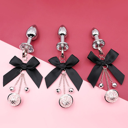 Bell, bow, sex toy, bondage, abuse, teasing, torture instrument, training bell, anal plug, metal style bell