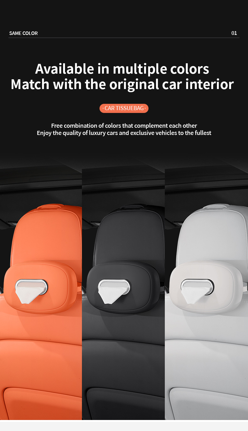 Cross-Border 3W Car-Mounted Tissue Box, Hanging Silicone Seat Tissue Storage Box Set, In-Car Center Console Armrest Tissue Box