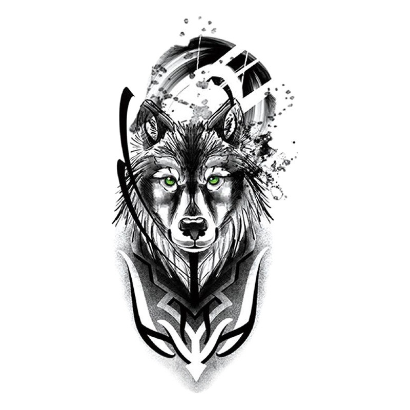 Pegatinas de tatuaje impermeables de brazo completo con símbolos, totems, animales y calaveras, disponibles para venta al por mayor y suministro transfronterizo.