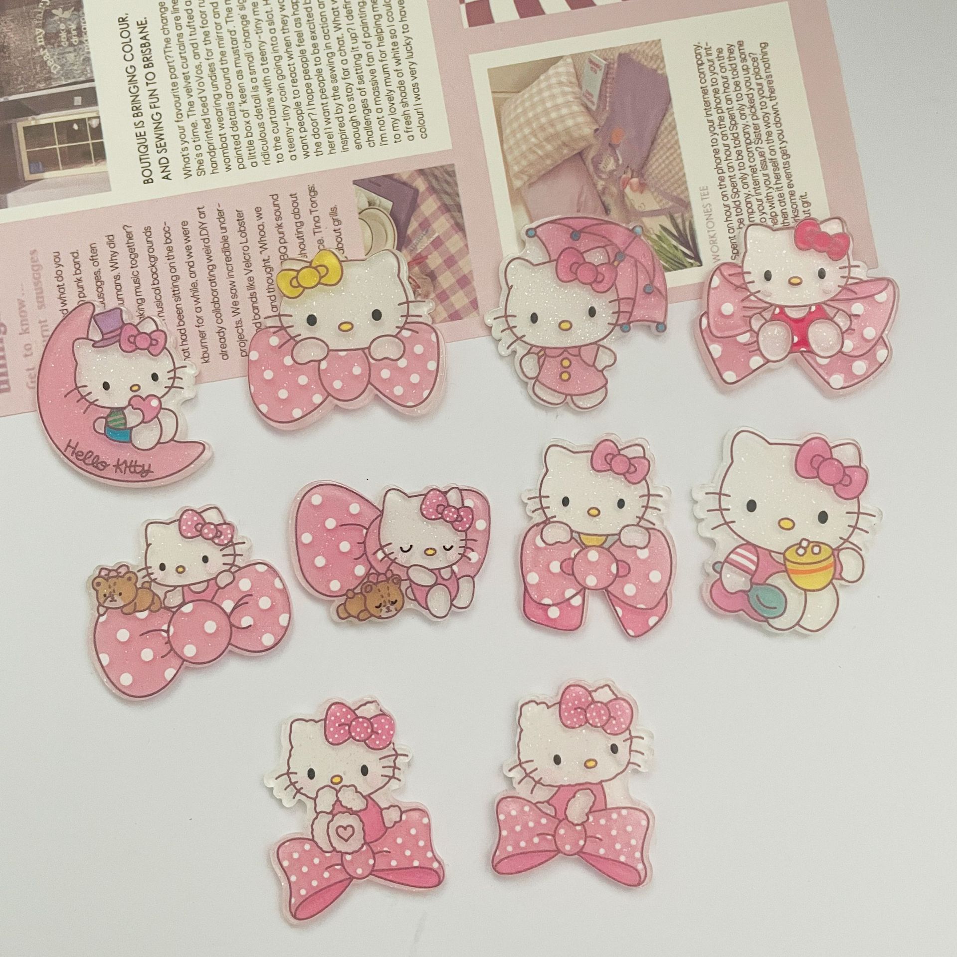 새로운 아크릴 핑크 새끼 고양이 귀여운 머리핀 헤어 액세서리 DIY 브로치 냉장고 스티커 액세서리 수제 액세서리