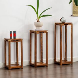 New Chinese Style Solid Wood Living Room Flower Shelf Indoor Home Multi-Layer Entrance Ornaments Storage Rack Flower Stand Balcony Floor-Standing