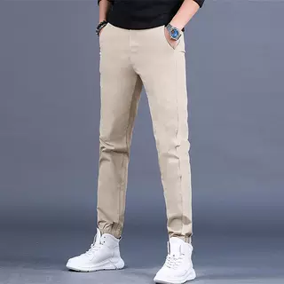 跨境男装批发2022男士修身款外贸纯色长裤男束脚休闲裤一件批发