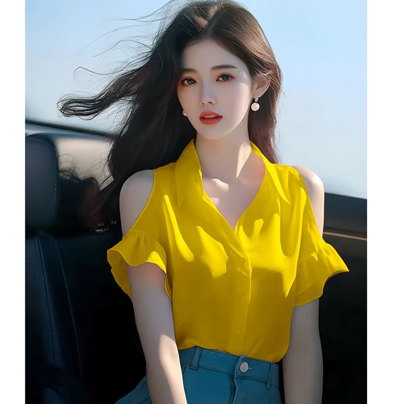 French-Style Niche Chic and Beautiful Off-Shoulder Short-Sleeve 2026 Shirt, Summer High-End Unique Top with a Unique Temperament French-Style Niche Chic and Beautiful Off-Shoulder Short-Sleeve 2026 Shirt, Summer High-End Unique Top with a Unique Temperament