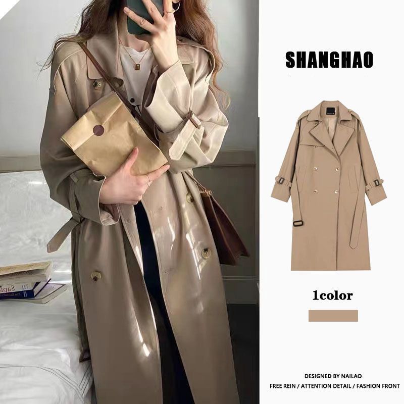 2025 New Autumn Trenchcoat Coat Women's Mid-length Popular Elegant Chic Autumn Dress Korean Style