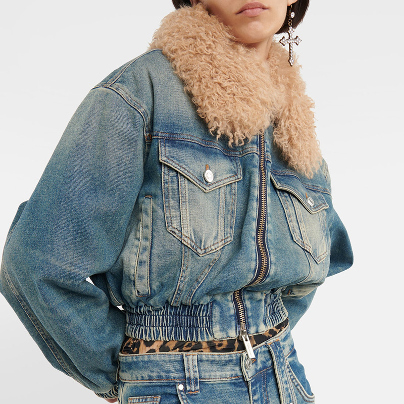 Damenbekleidung Temperament Retro Reißverschluss Kurzjacke für Damen Winter neuer Stil abnehmbarer Pelzkragen vielseitige Baumwolle_voghion.com
