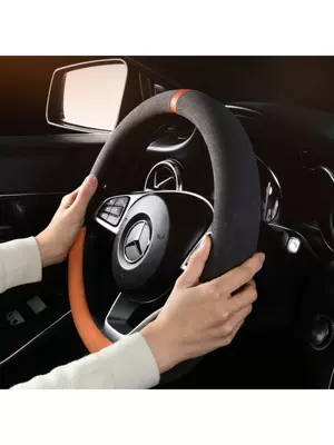 Blue series, suede, non-slip, sweat-absorbent, Steering wheel cover