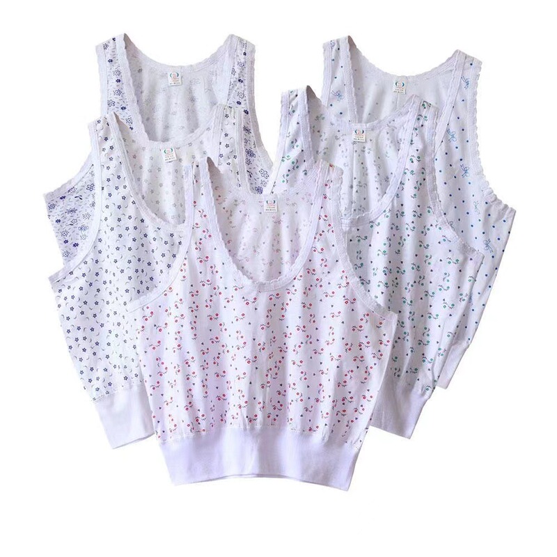 Women's Cotton Vest Middle-aged and Elderly Short Undershirt Summer Base Vest Lace Underwear Cotton Undershirt for the Elderly