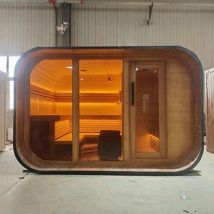 Luxury Outdoor Steam Sauna Room for 2-6 People Hot Sale with Dry Steam Sauna Function Solid Wood Stove Heating