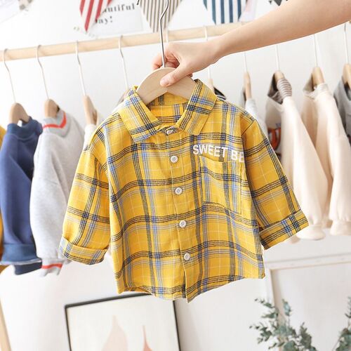 Children's clothing, boys 'shirt, 2025 new style, thin coat, baby long-sleeved shirt, children's plaid shirt, spring and autumn, Korean style