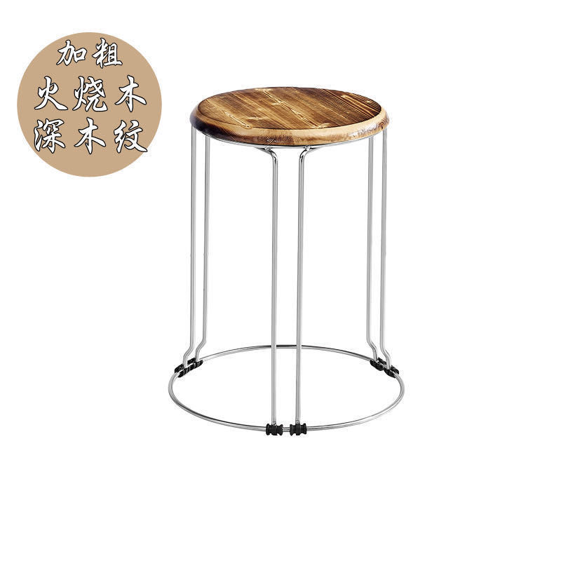 Taburetes redondos de madera sólida taburetes de acero inoxidable taburetes caseros apilables taburetes de hierro forjado dormitorio taburetes de comedor para adultos