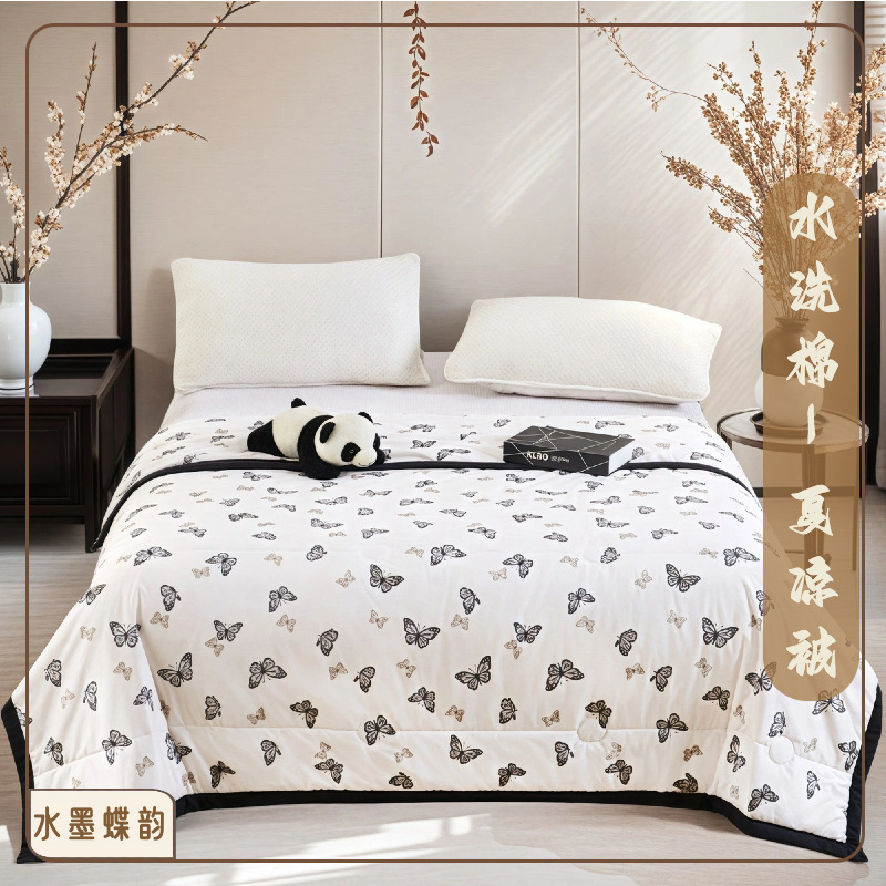 워시드 코튼 여름 퀼트 잉크 나비 리듬