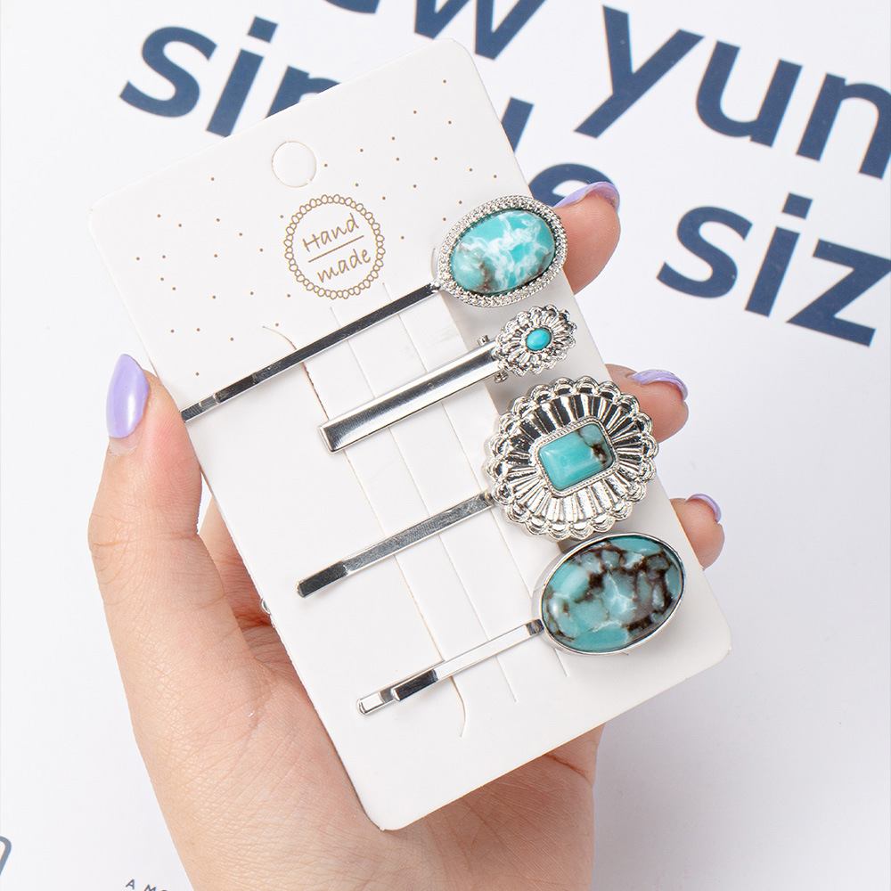 Women's Casual Retro Geometric Alloy Turquoise Plating Hair Clip display picture 38