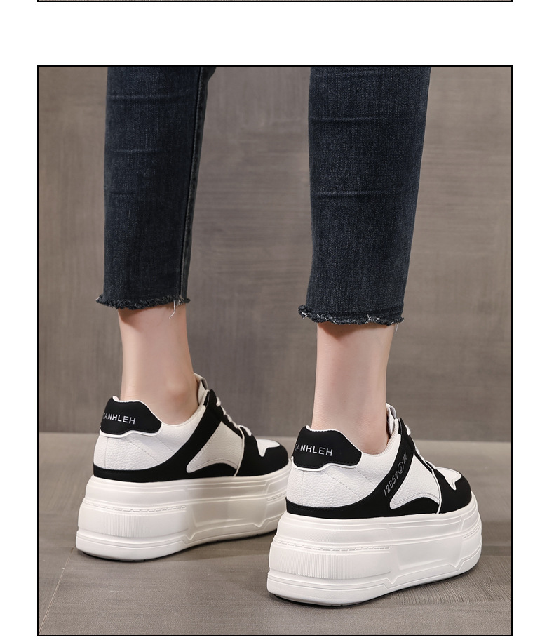 Giày sneaker nữ đế dày platform tăng chiều cao 8 cm phong cách casual — đen chi tiết 13