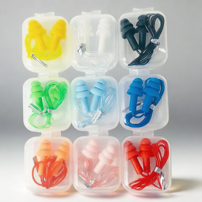 Earplugs Wired Box with Rope Sound Insulation Noise Reduction Anti-noise Ear Protection Waterproof Lanyard Anti-lost Large Square Box Earplugs