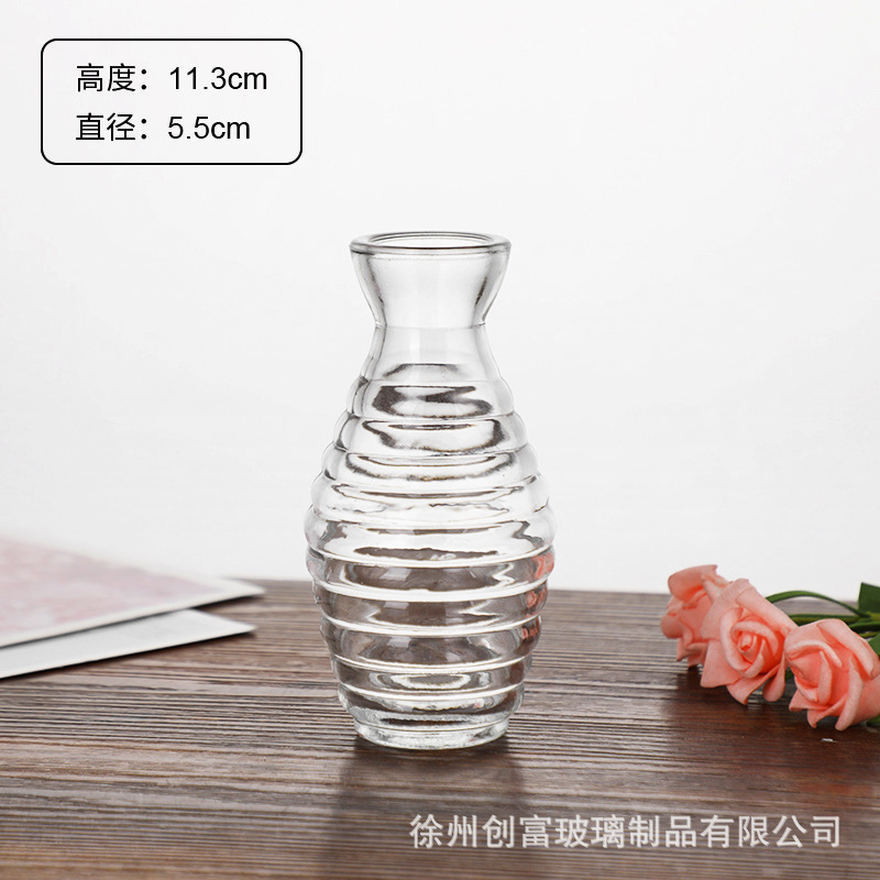 Luz de lujo simple retro mini jarrón de vidrio en vidrio de viento pequeño jarrón de flores flores flores secas flores decoración de oficina